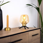 Tafellamp Reflexion 2683ME messing lamp met amber glas