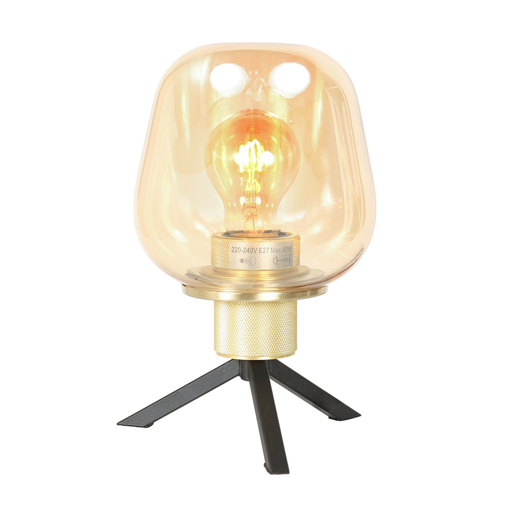 Tafellamp Reflexion 2683ME messing lamp met amber glas