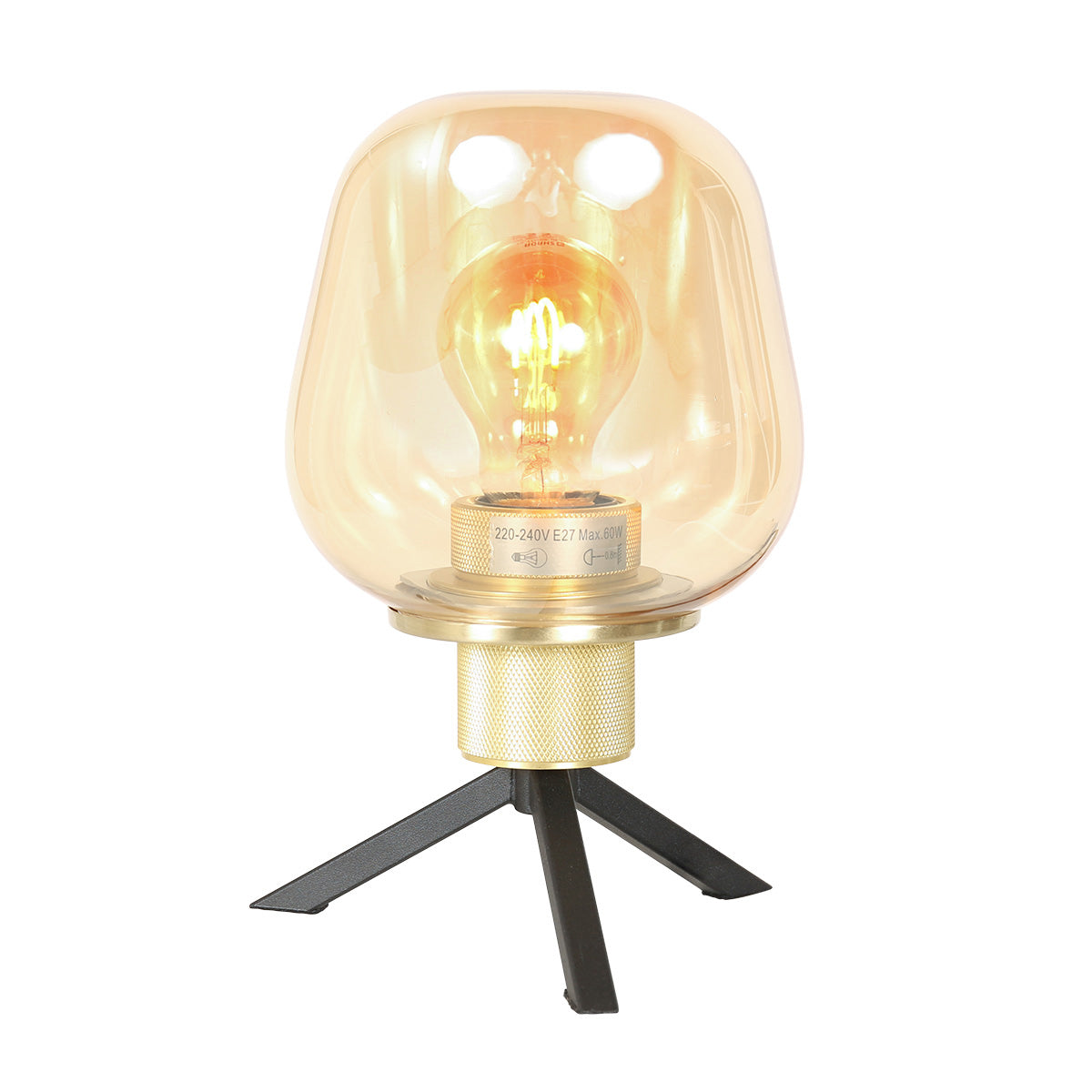 Tafellamp Reflexion 2683ME messing lamp met amber glas