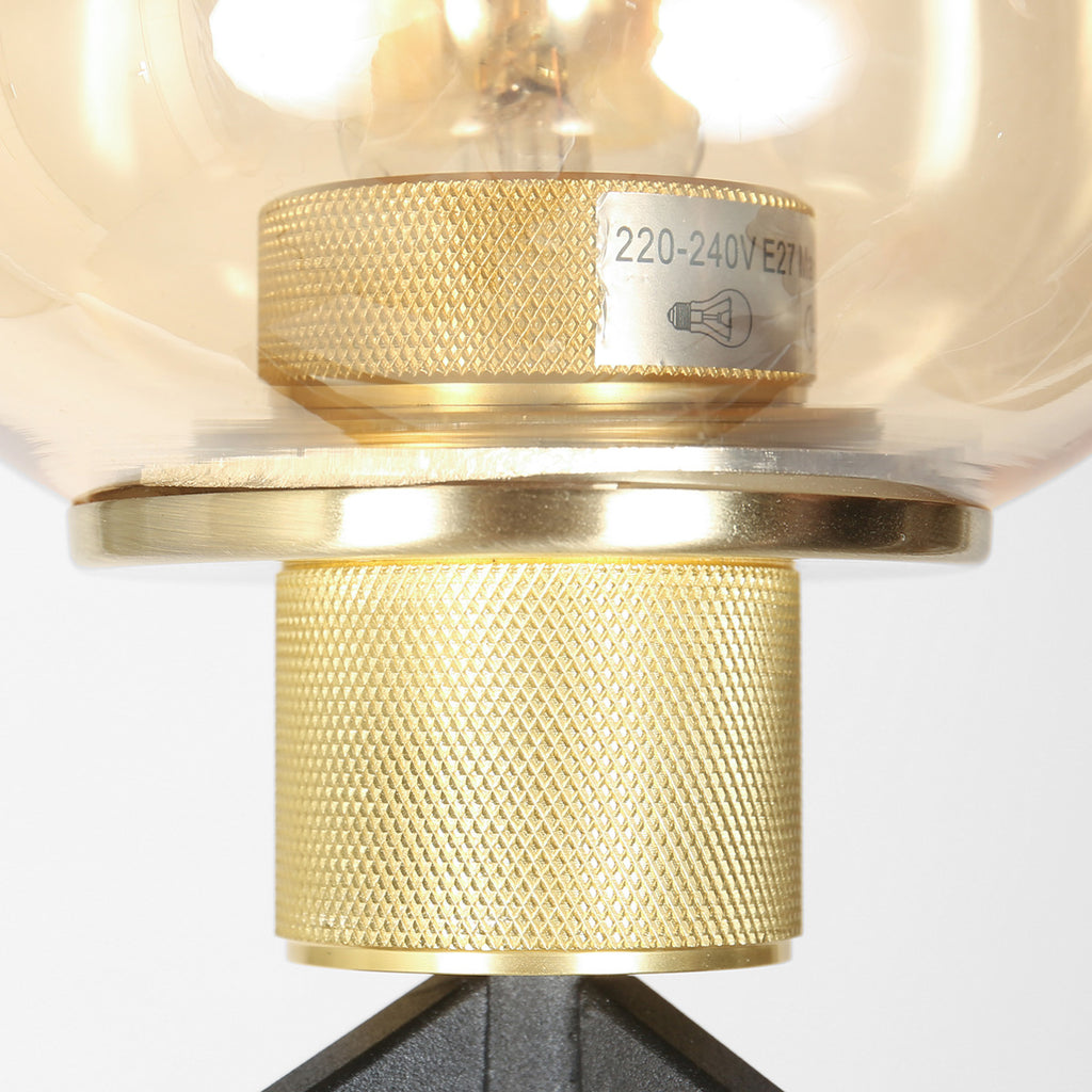 Tafellamp Reflexion 2683ME messing lamp met amber glas