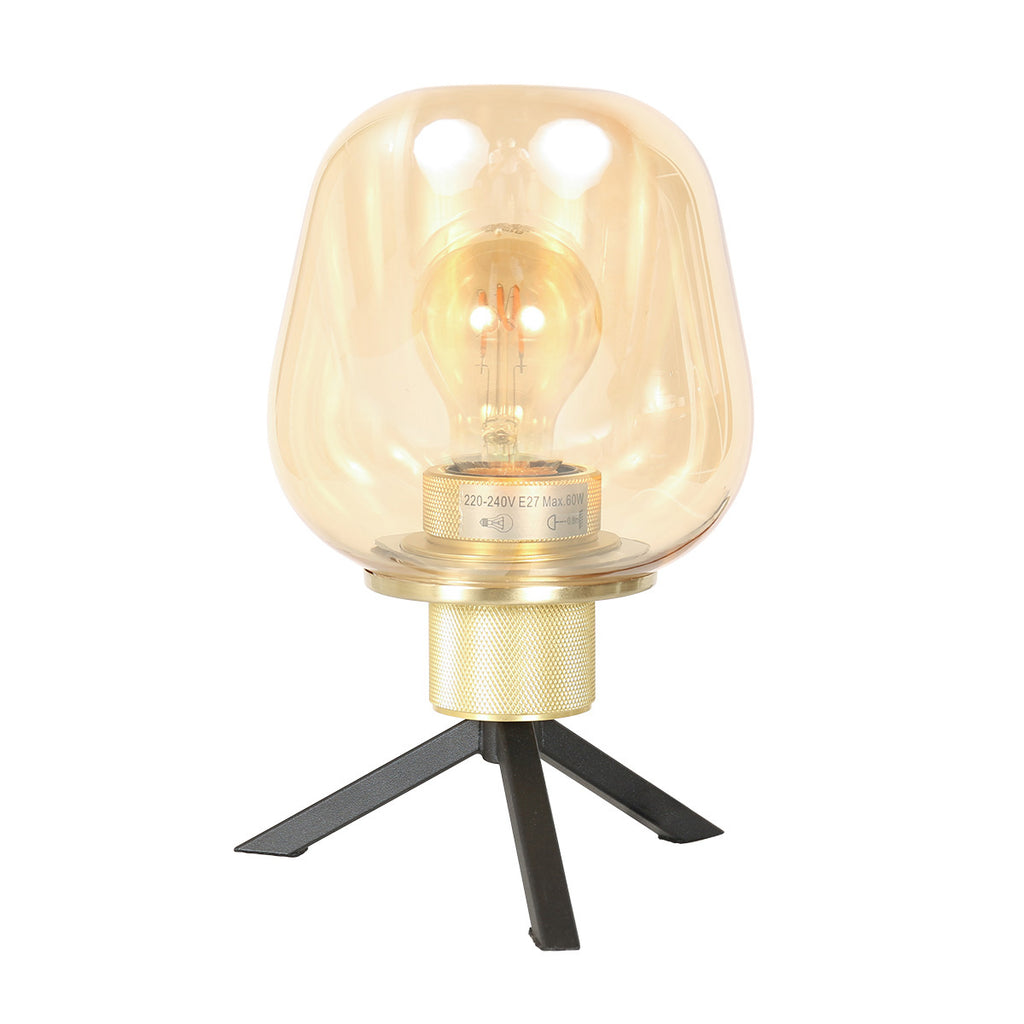 Tafellamp Reflexion 2683ME messing lamp met amber glas