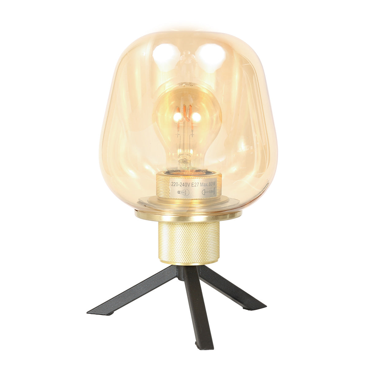Tafellamp Reflexion 2683ME messing lamp met amber glas