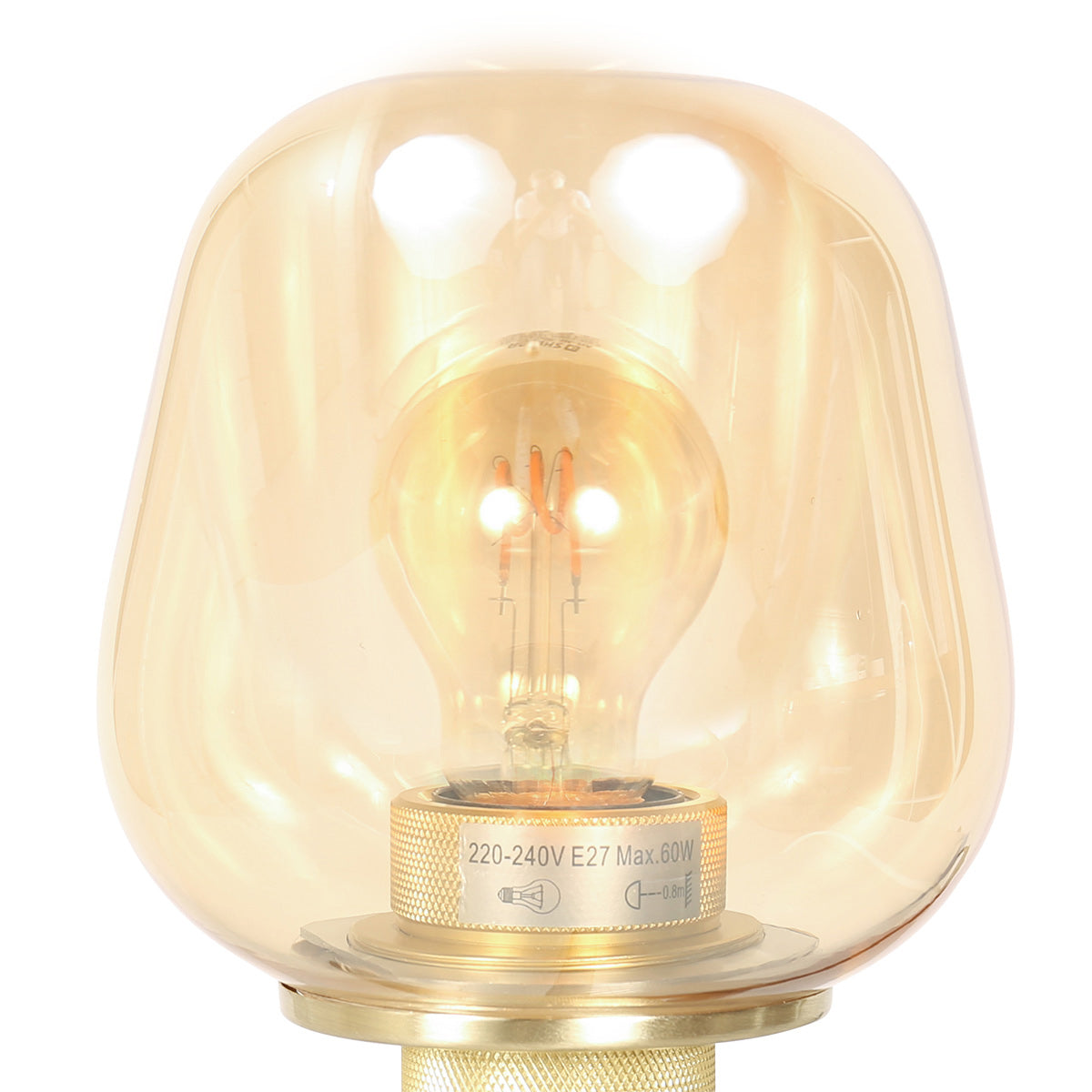 Tafellamp Reflexion 2683ME messing lamp met amber glas