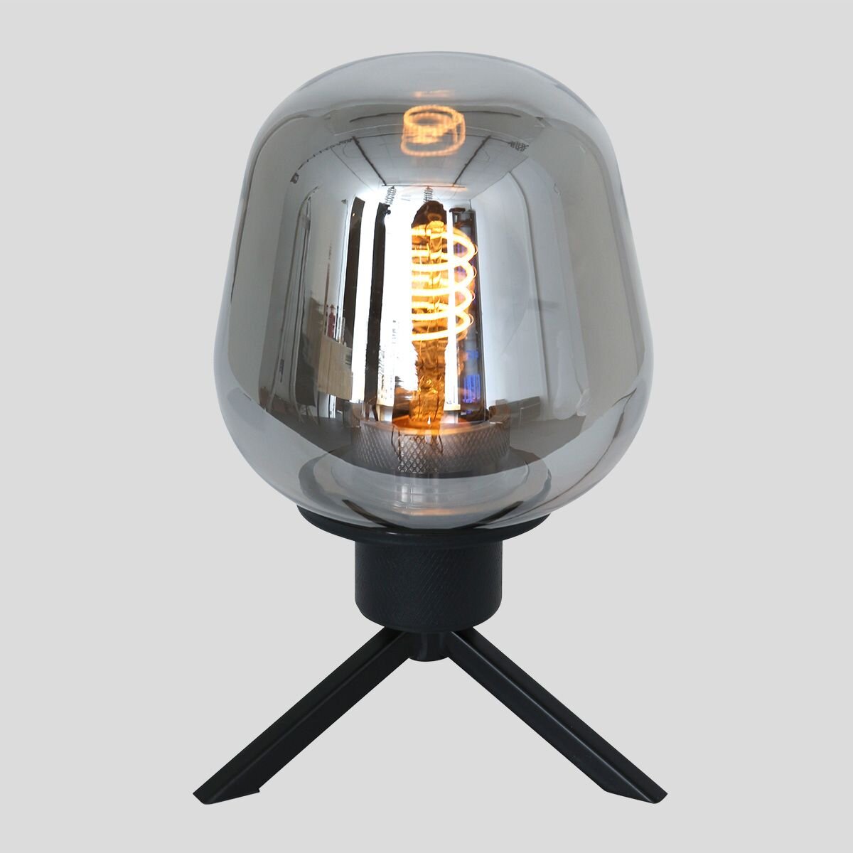 Tafellamp Reflexion 2683ZW zwarte lamp met smoke glas