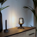 Tafellamp Reflexion 2683ZW zwarte lamp met smoke glas
