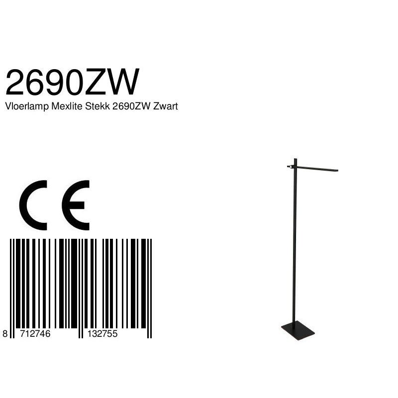 Vloerlamp Stekk 2690ZW Zwart met 4 standen dimmer