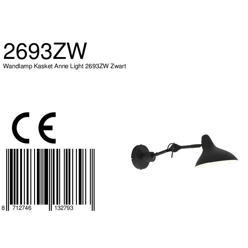 Wandlamp Anne Kasket 2693ZW Zwart