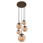 Hanglamp Bollique 2730CA cacao 5 lichts lamp met amber glas