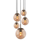 Hanglamp Bollique 2730CA cacao 5 lichts lamp met amber glas
