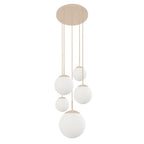 Hanglamp Bollique 2730CR crème 5 lichts designlamp met mat wit glas