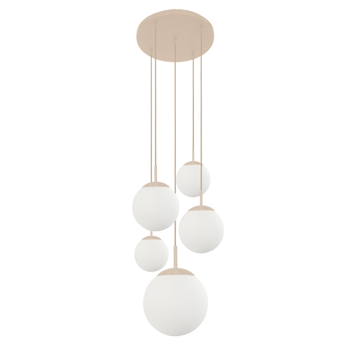 Hanglamp Bollique 2730CR crème 5 lichts designlamp met mat wit glas
