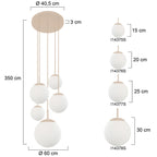 Hanglamp Bollique 2730CR crème 5 lichts designlamp met mat wit glas