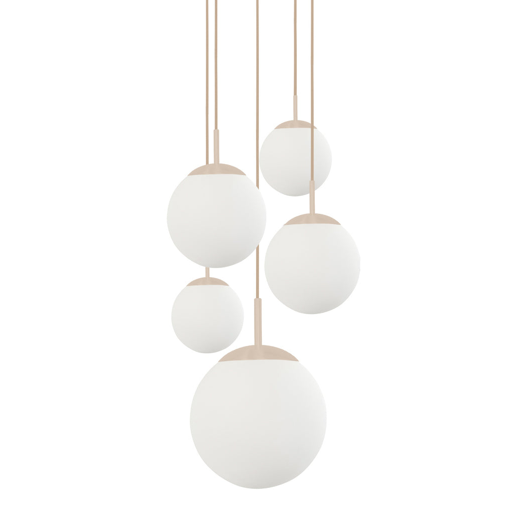 Hanglamp Bollique 2730CR crème 5 lichts designlamp met mat wit glas