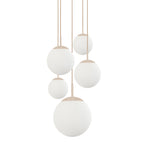 Hanglamp Bollique 2730CR crème 5 lichts designlamp met mat wit glas
