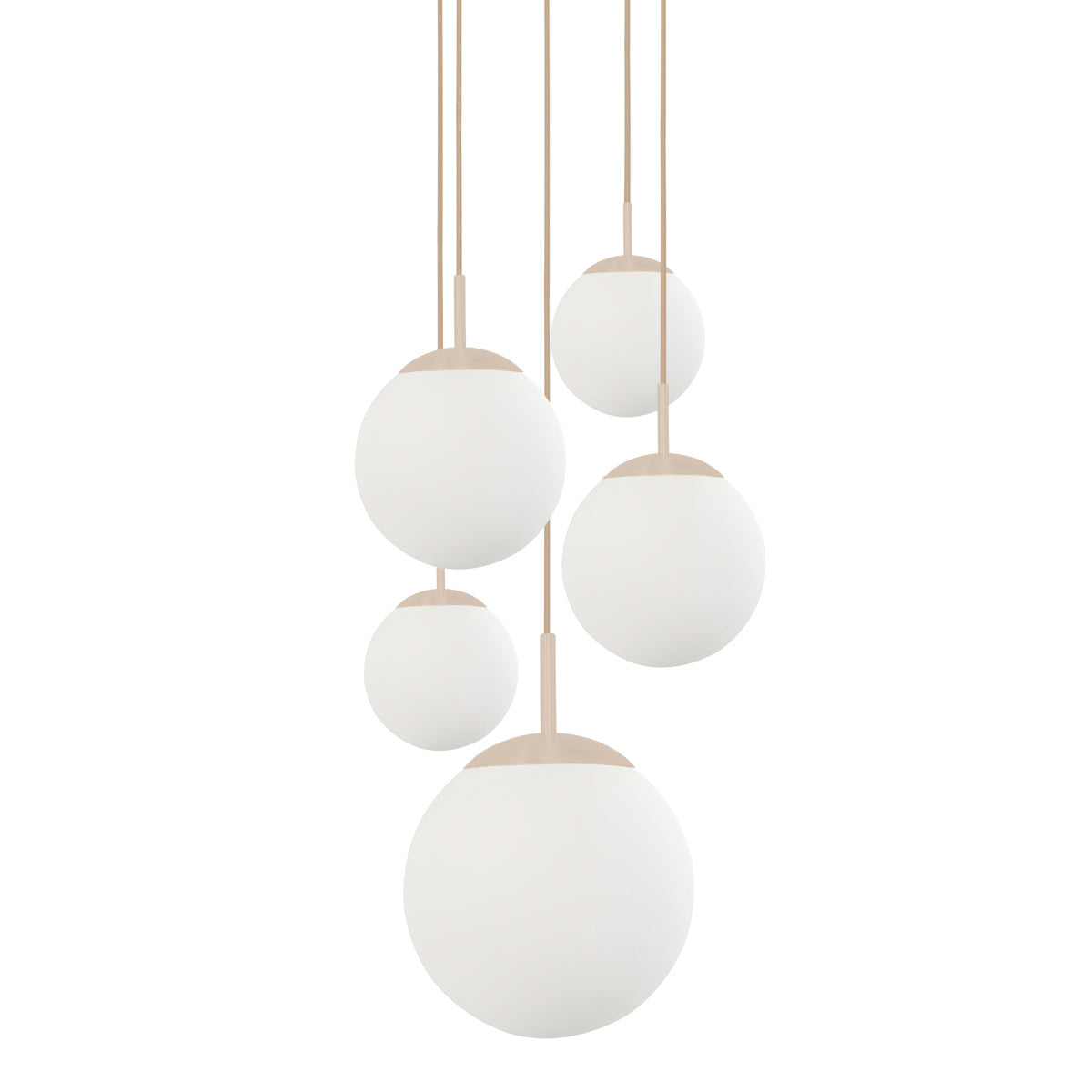 Hanglamp Bollique 2730CR crème 5 lichts designlamp met mat wit glas