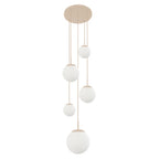 Hanglamp Bollique 2730CR crème 5 lichts designlamp met mat wit glas