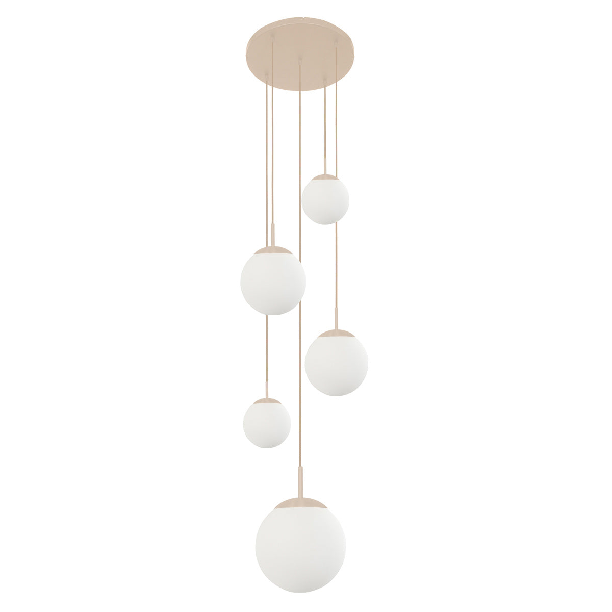 Hanglamp Bollique 2730CR crème 5 lichts designlamp met mat wit glas