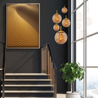 Hanglamp Bollique 2730ME messing 5 lichts lamp met amber glas