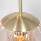 Hanglamp Bollique 2730ME messing 5 lichts lamp met amber glas