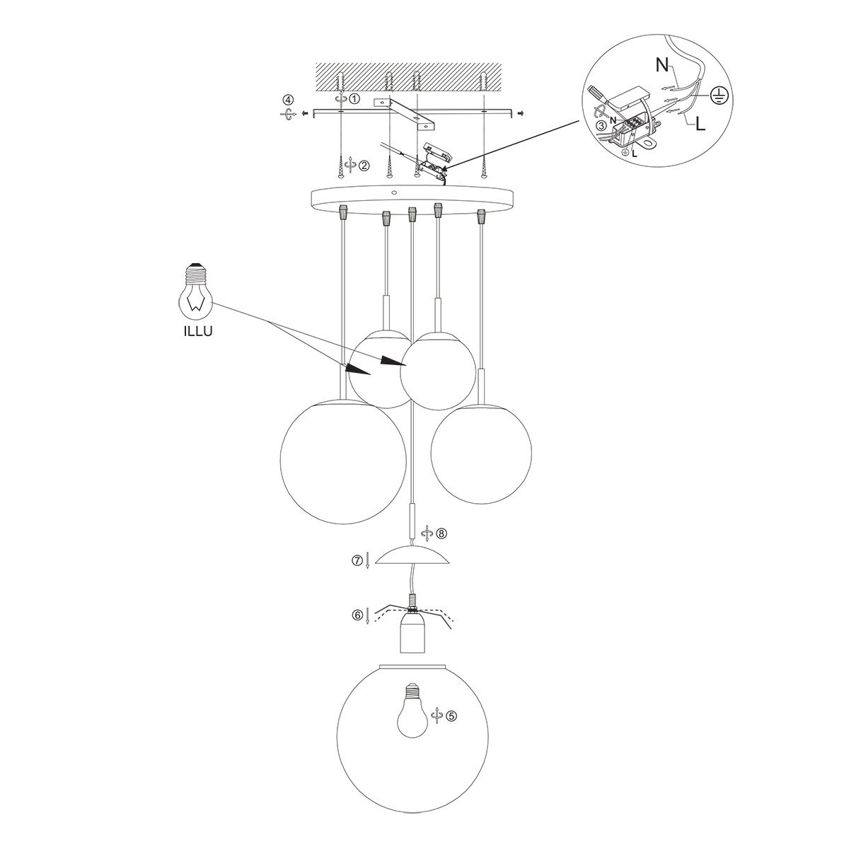 Plafondlamp Bollique 2730ZW Zwart