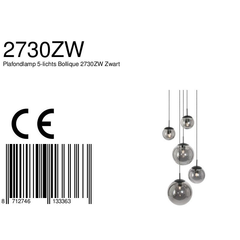 Plafondlamp Bollique 2730ZW Zwart