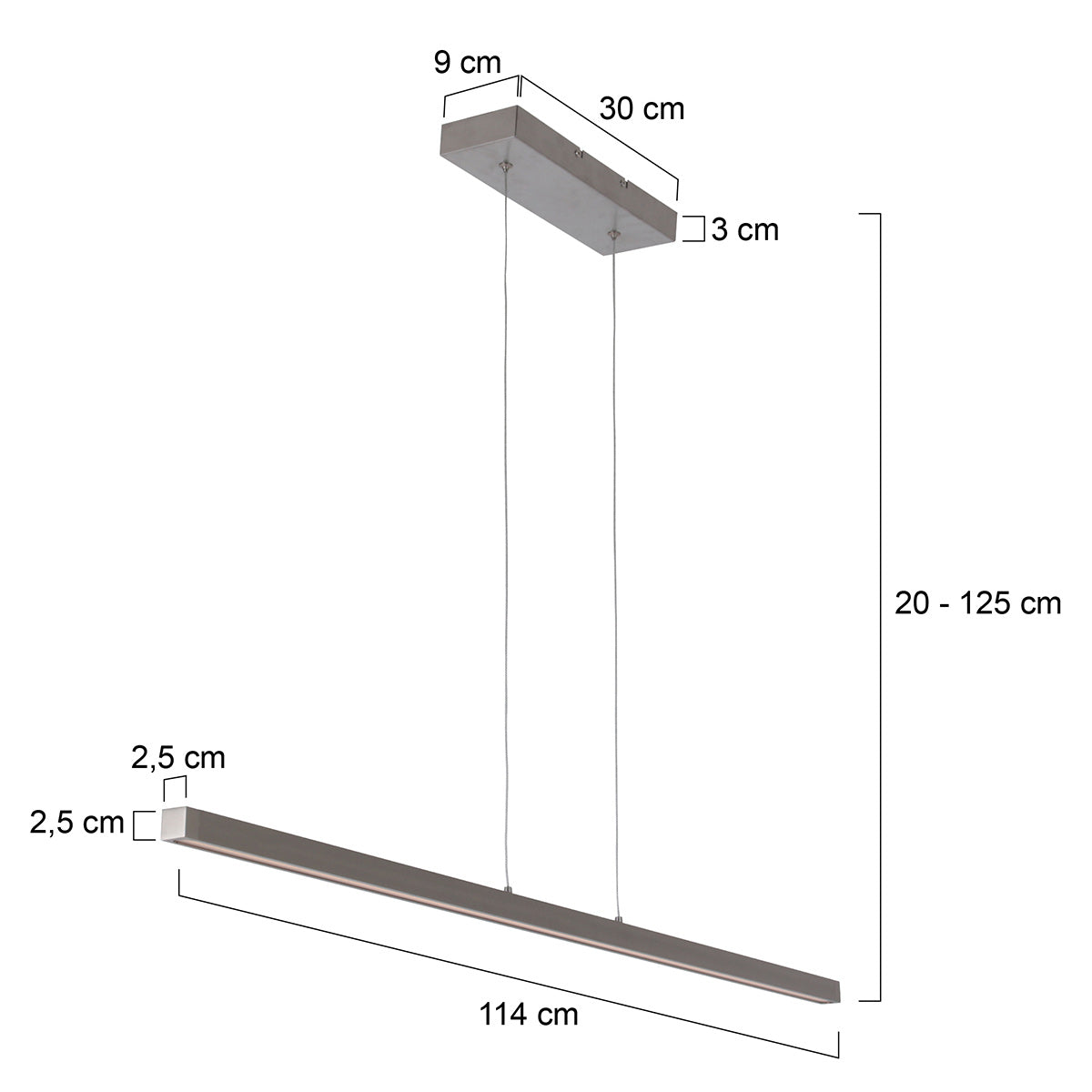 Minimalistische stalen hanglamp Danske 2745ST 2000 Lumen