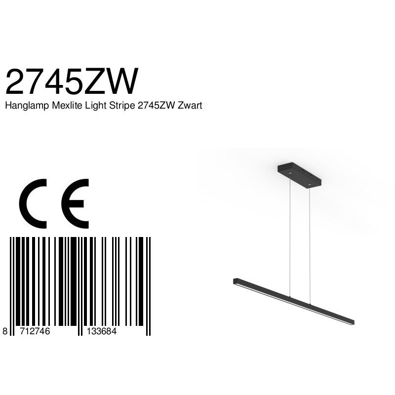 Minimalistische zwarte hanglamp Danske 2745ZW 2000 Lumen