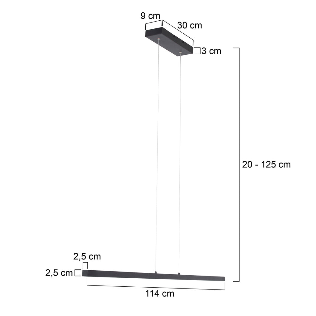 Minimalistische zwarte hanglamp Danske 2745ZW 2000 Lumen