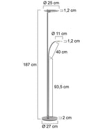 Vloerlamp Turound 2988ST staal met leesarm