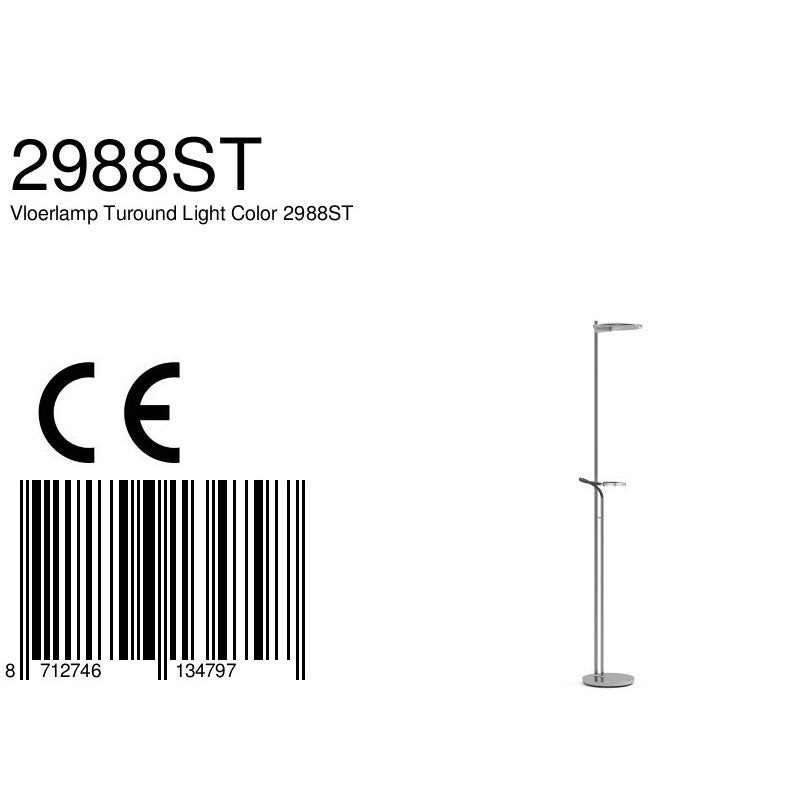 Vloerlamp Turound 2988ST staal met leesarm