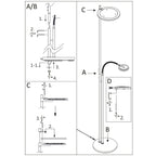 Vloerlamp Turound 2988ST staal met leesarm
