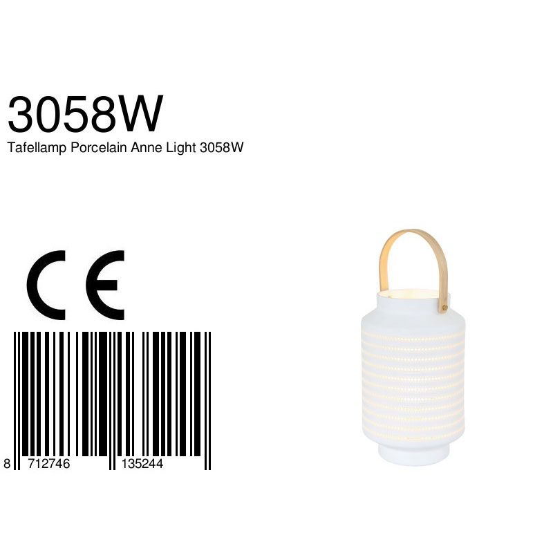 Tafellamp Porcelain 3058W Wit
