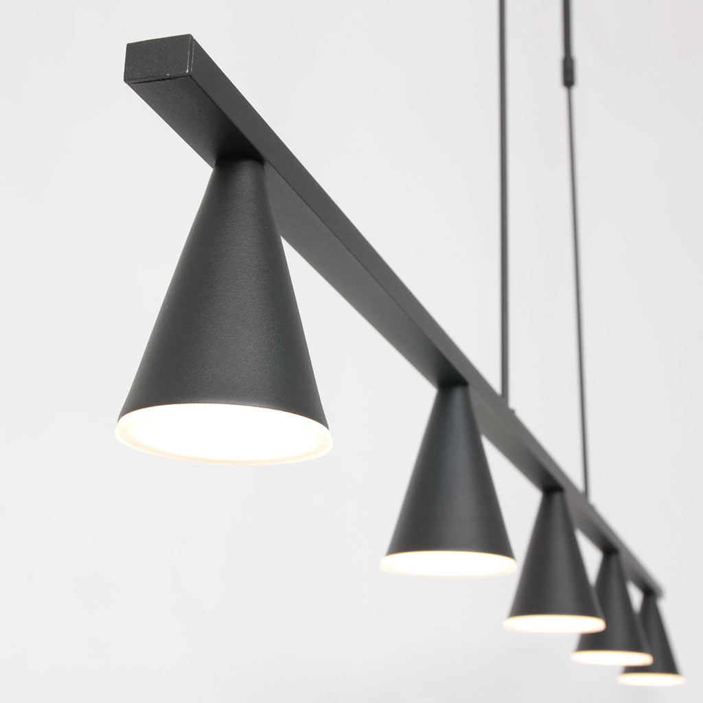 Hanglamp Vortex 3066ZW Zwart 5 lichts lichtkleur instelbaar