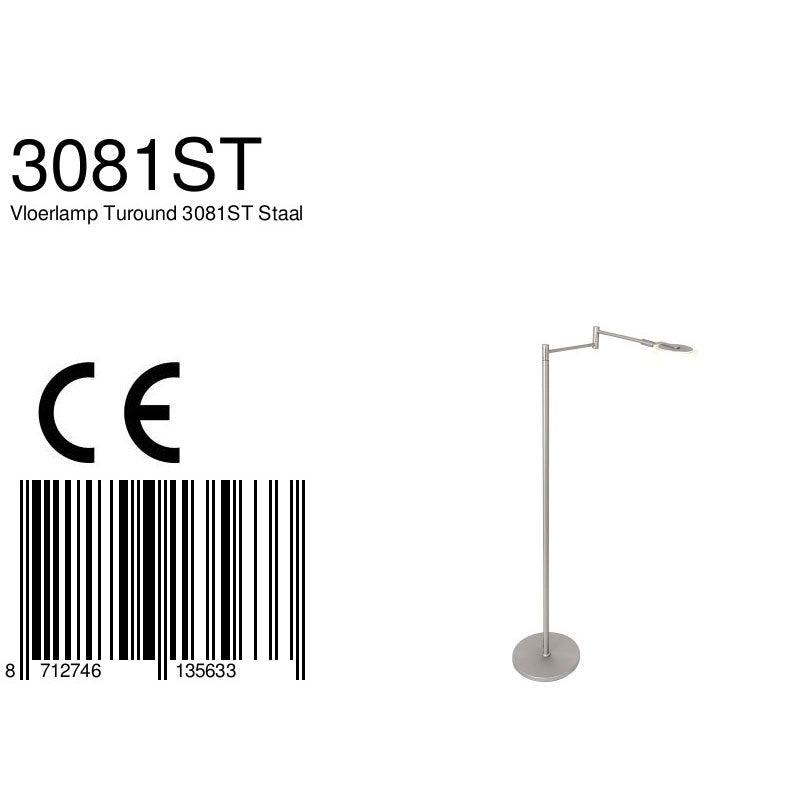 Vloerlamp Turound 3081ST Staal