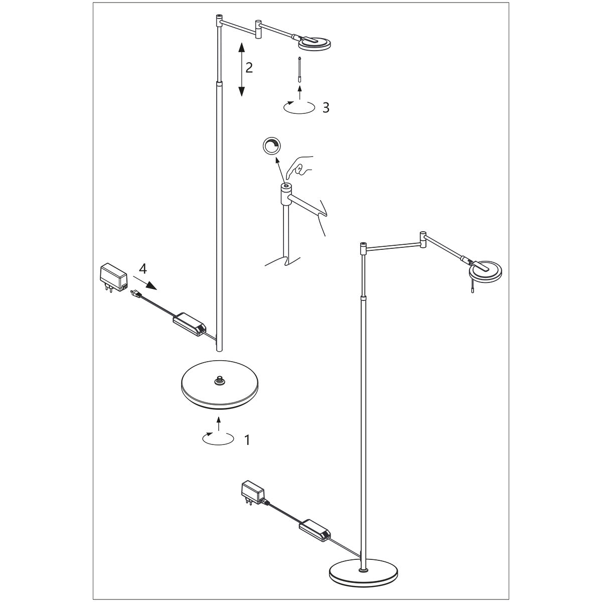 Vloerlamp Turound 3081ST Staal