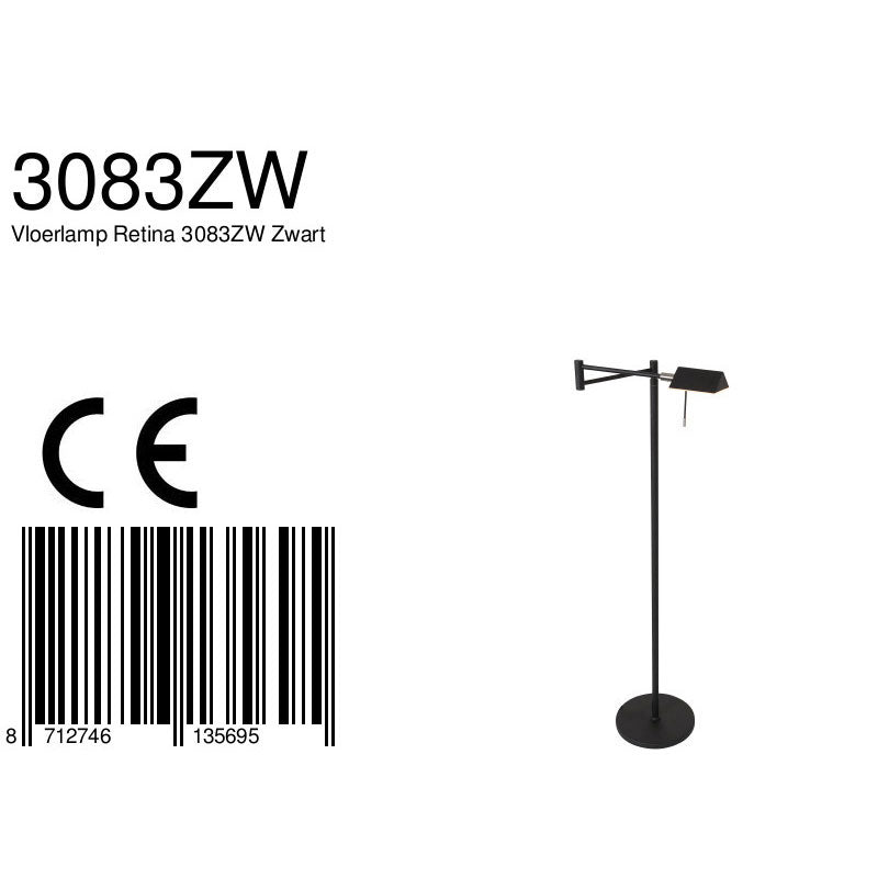 Vloerlamp Retina 3083ZW Zwart