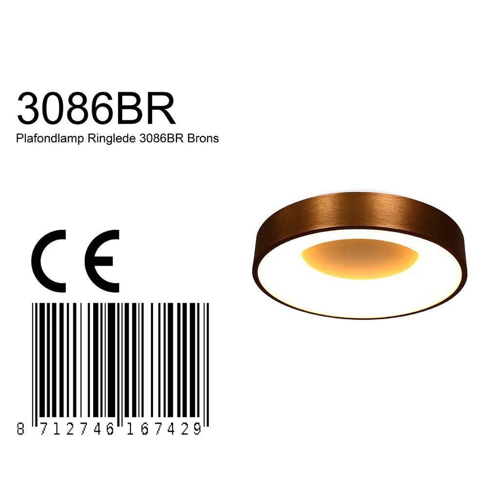 Plafondlamp Ringlede 3086BR Brons Ø30cm