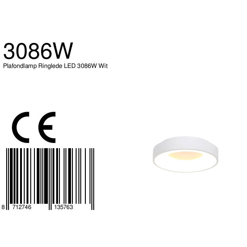 Plafondlamp Ringlede 3086W Witte LED lamp Ø30cm
