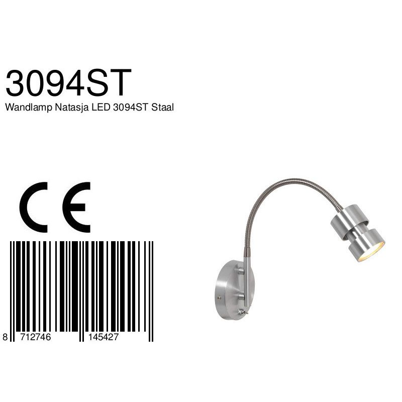 Wandlamp Natasja LED 3094ST Staal