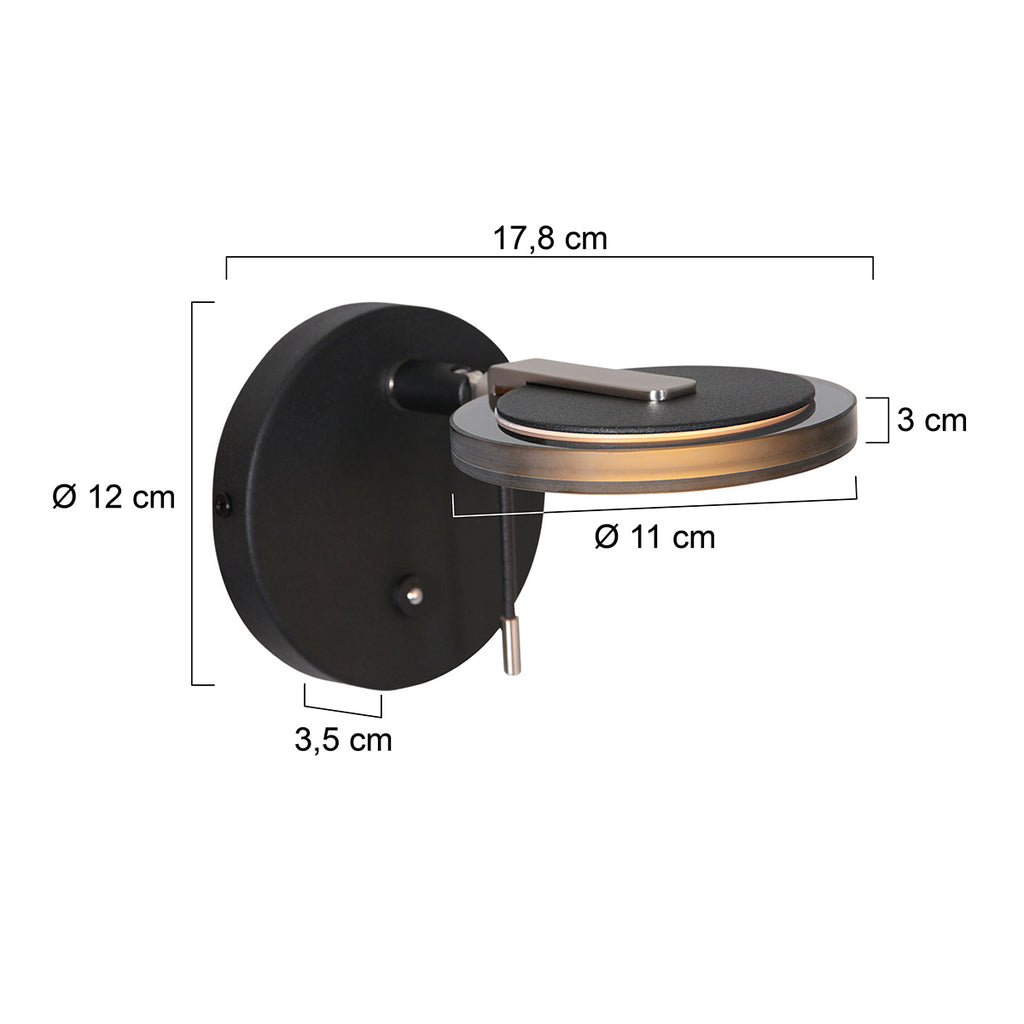 Wandlamp Turound 3095ZW Zwart