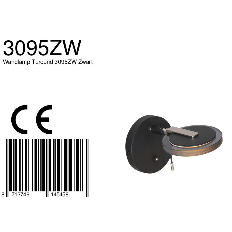 Wandlamp Turound 3095ZW Zwart