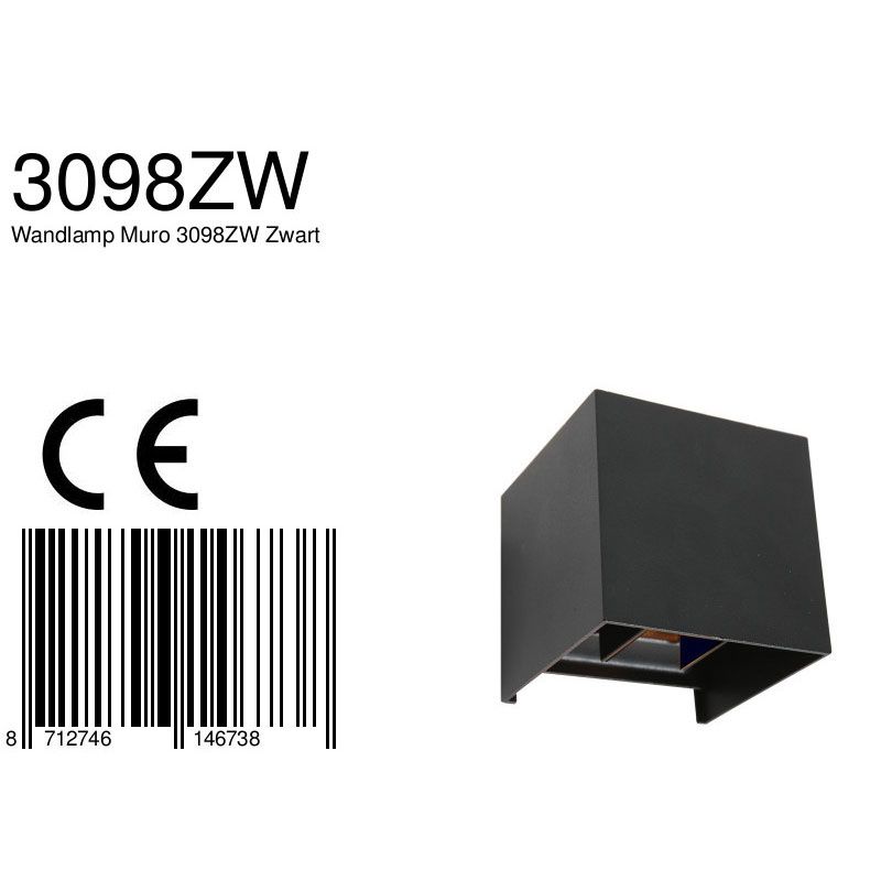 Wandlamp Muro 3098ZW Zwart