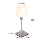 Tafellamp Ancilla 3100ST staal touch on/off met opaal wit glas