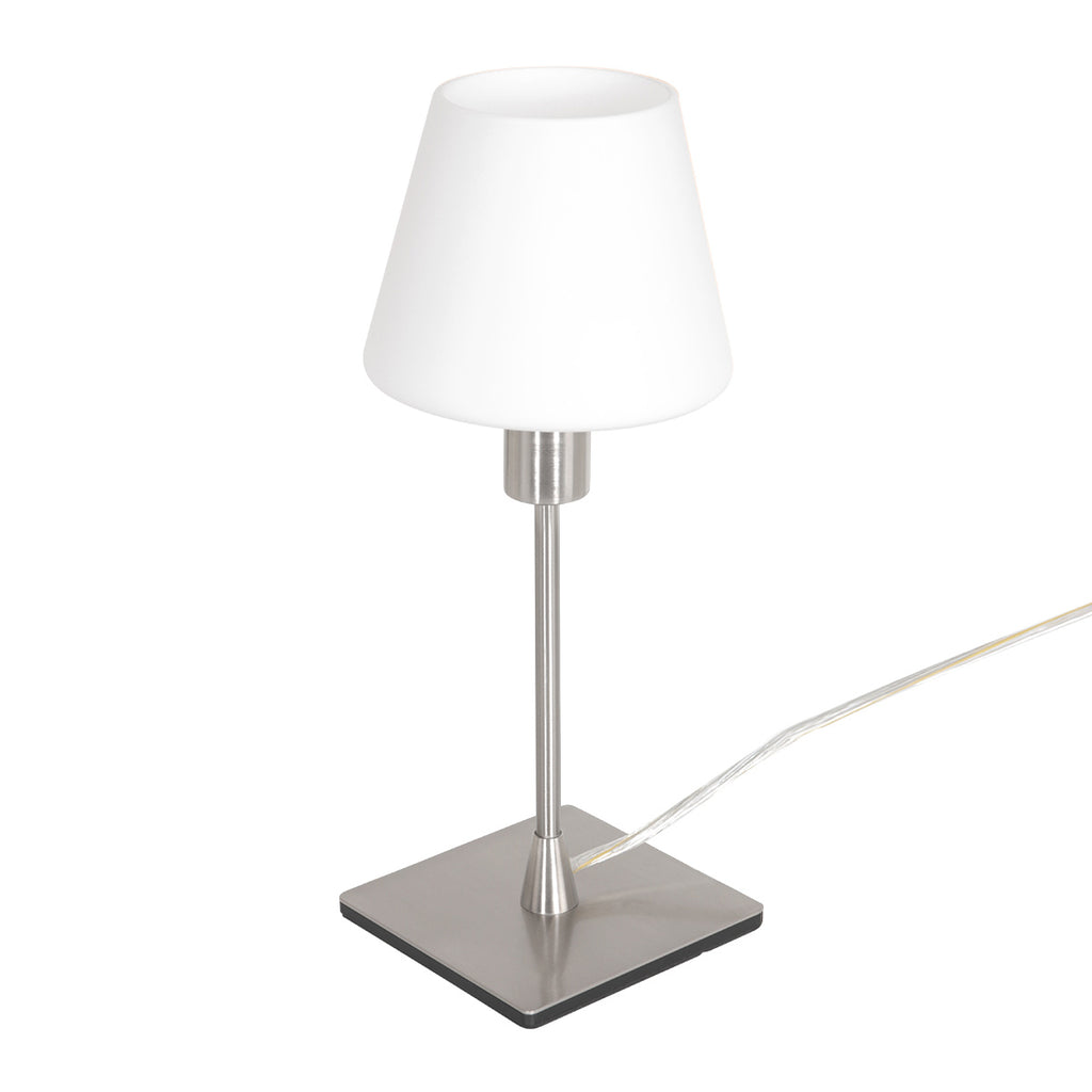 Tafellamp Ancilla 3100ST staal touch on/off met opaal wit glas