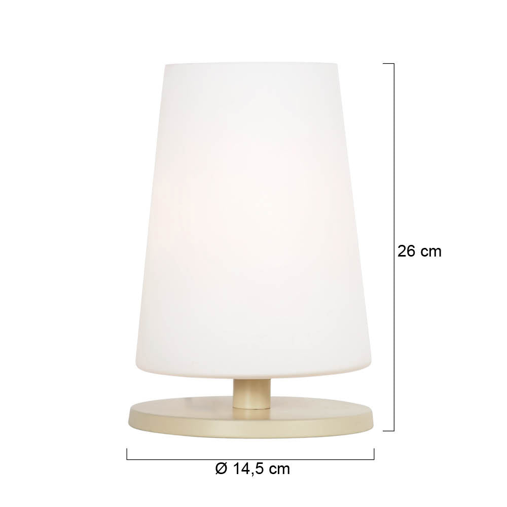 Tafellamp Ancilla 3101CR crème touch on/off met opaal wit glas
