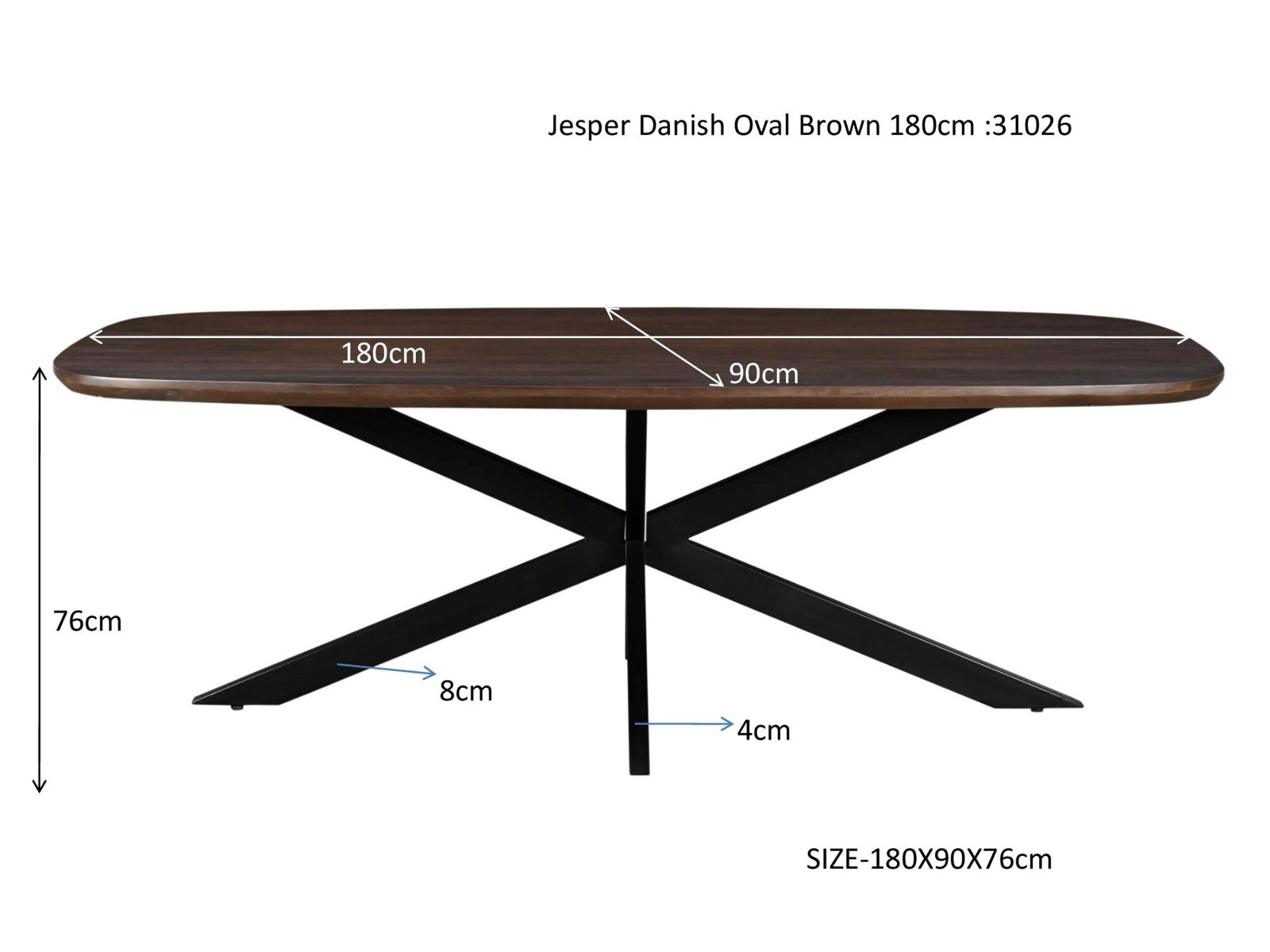 Jesper Danish Oval Brown 180 cm