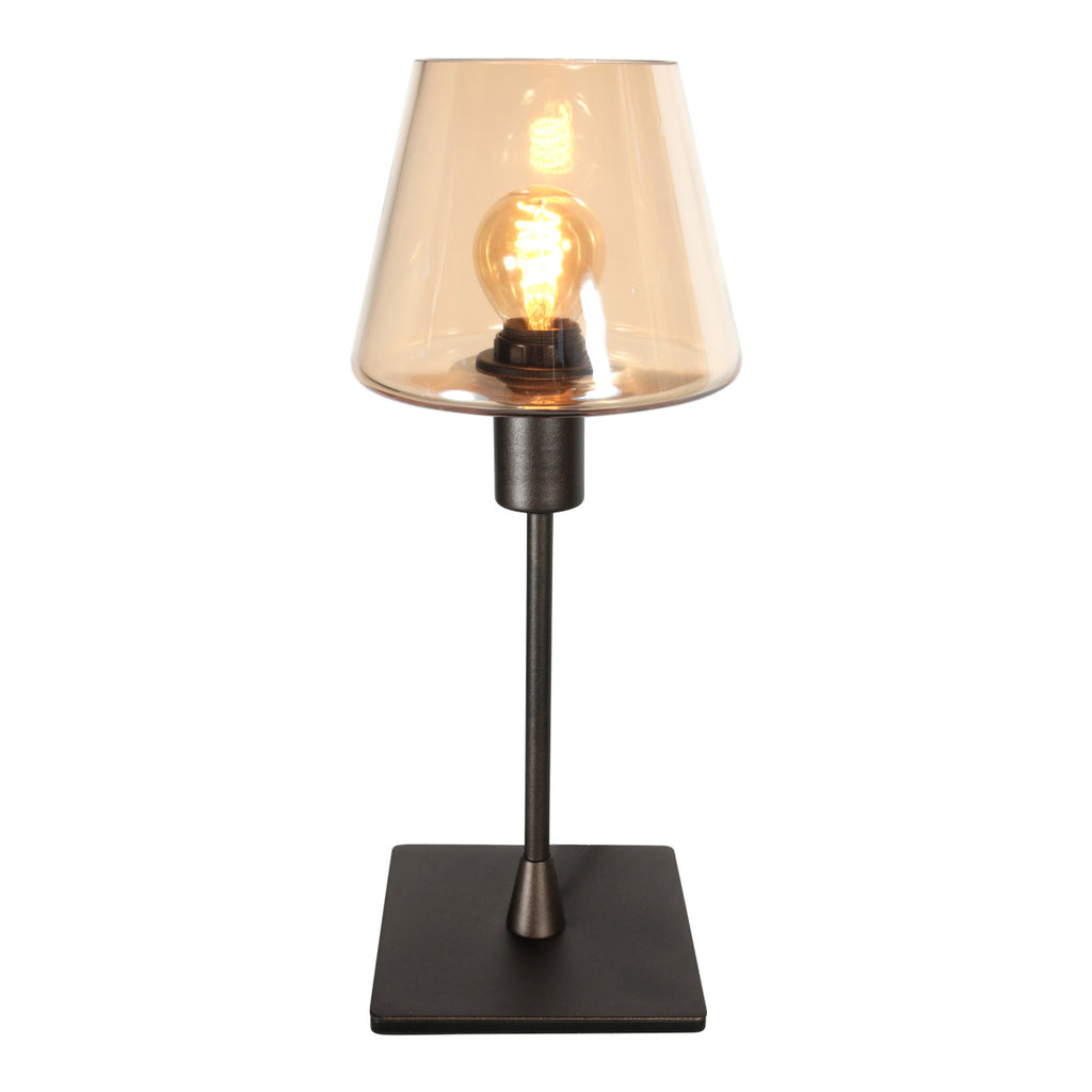 Tafellamp Ancilla 3102CA cacao touch on/off met amber glas