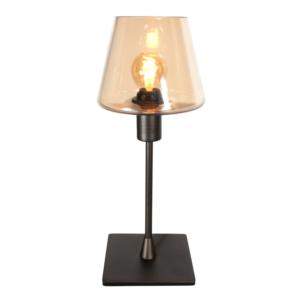 Tafellamp Ancilla 3102CA cacao touch on/off met amber glas