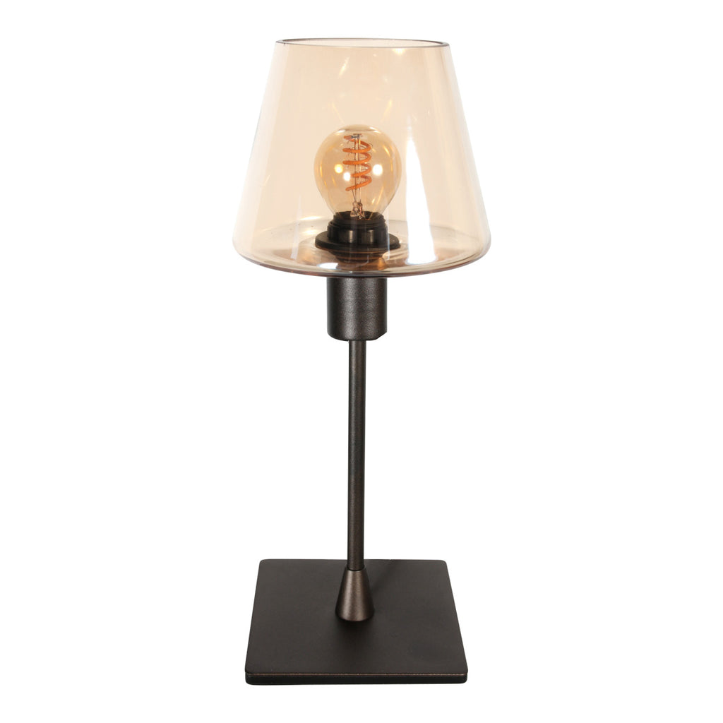 Tafellamp Ancilla 3102CA cacao touch on/off met amber glas