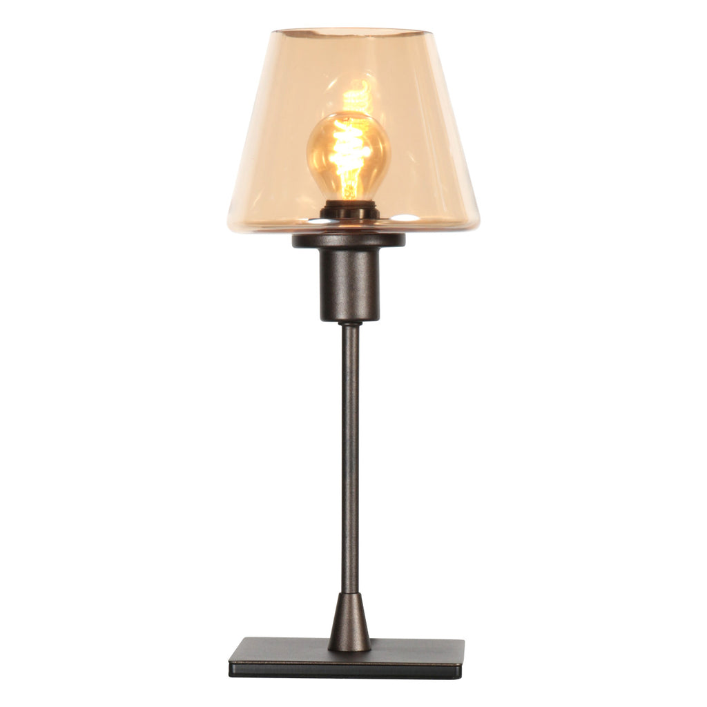 Tafellamp Ancilla 3102CA cacao touch on/off met amber glas